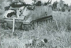 Burned-out American APC